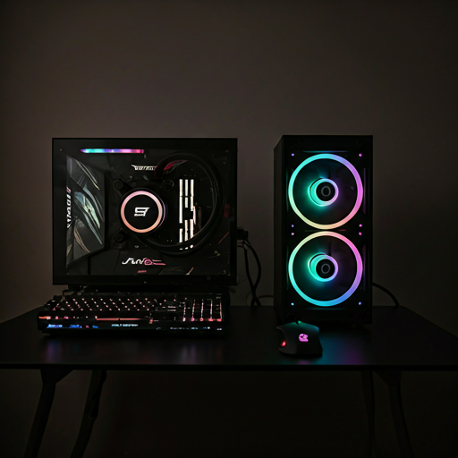 Gaming PC setup with RGB lighting