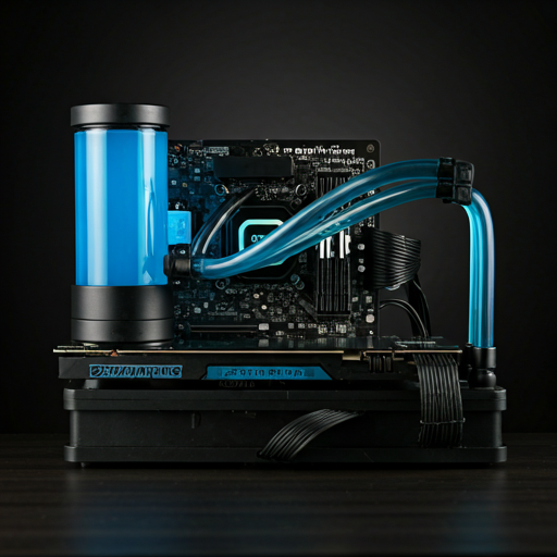 Custom water cooling PC build with blue liquid