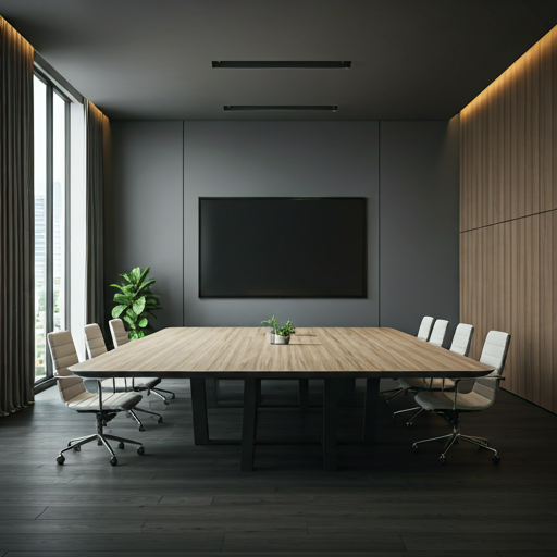 Modern Conference Room with Large Screen